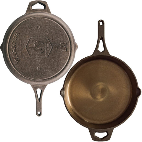 Backcountry Iron Wasatch skillet is oven safe and induction compatible for versatile cooking.
