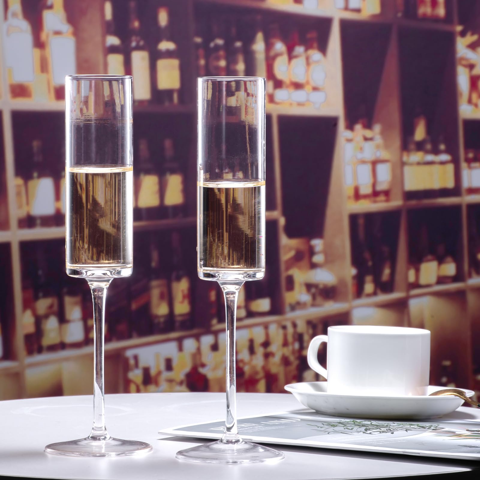 BACLIFE champagne flutes 6.5 oz size ready for serving