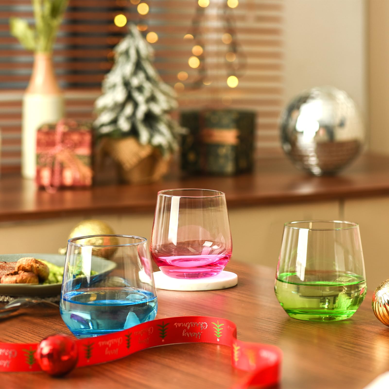 BACLIFE hand-blown colored wine tumblers add vibrant style to gatherings.