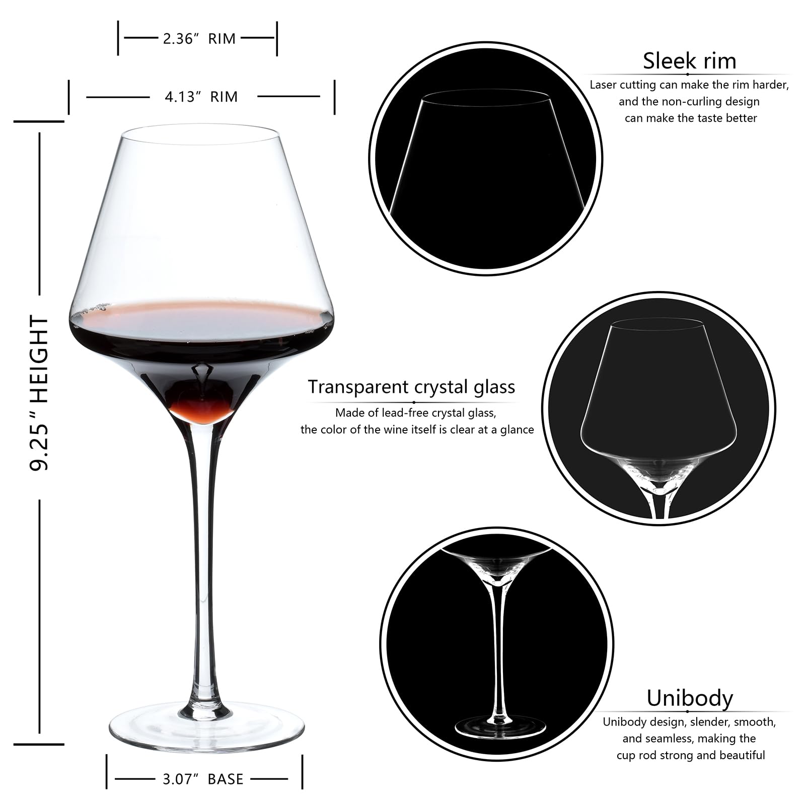 BACLIFE leadless crystal wine glass—clear, durable, and safe for repeated use.