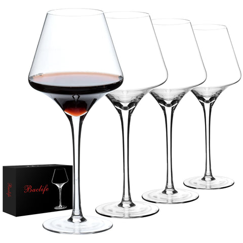 BACLIFE red wine glass set of 4—premium crystal clarity for elegant tasting.