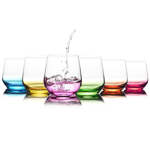 BACLIFE stemless wine glasses 6-set offer ergonomic sipping and stable use.