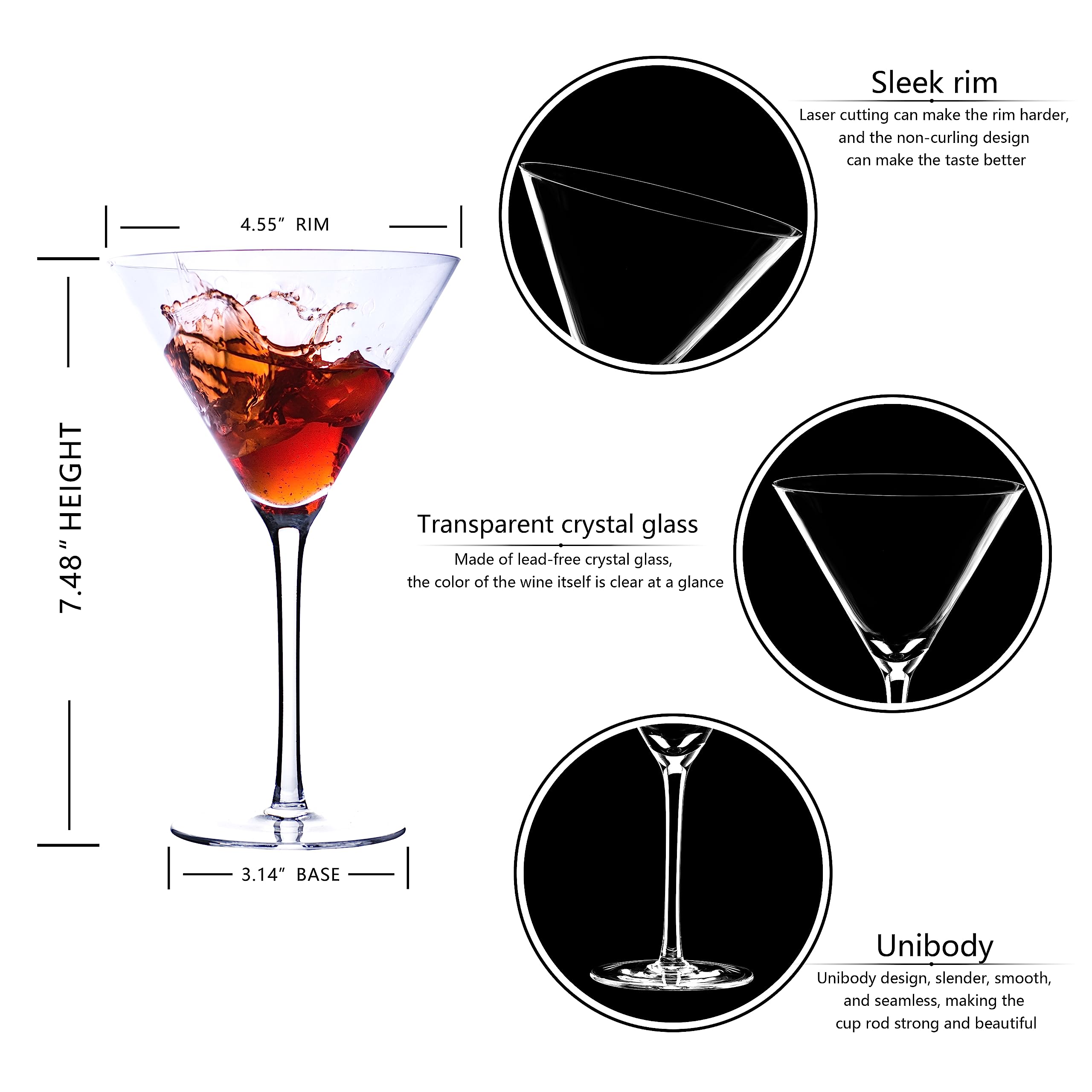BACLIFE thin-wall-stemmed-coupe-glasses guide cocktail to the center of the tongue.