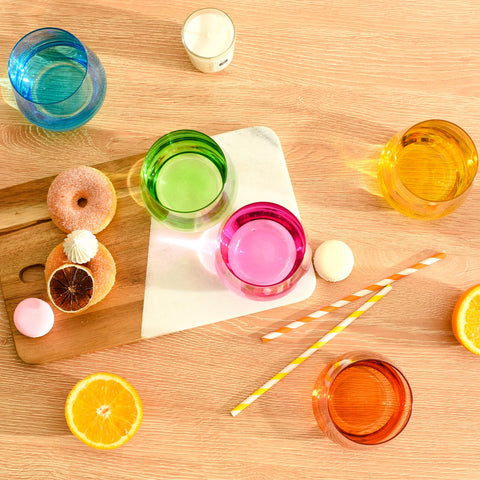 BACLIFE vibrant glassware enhances table presentation and drink identification.