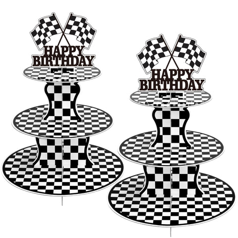 BACUTHY 2-pack race car cupcake stands elevate party desserts