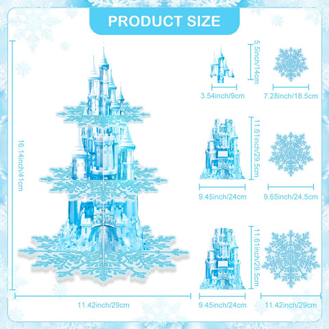 BACUTHY blue castle topper closeup showing festive decor for princess party