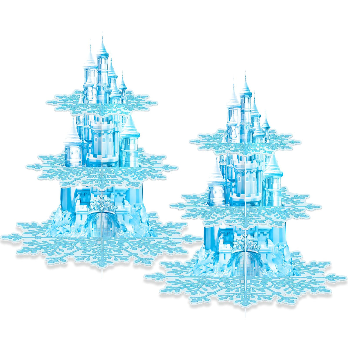 BACUTHY Frozen 3-tier cupcake stand in assembly view, ready for dessert display