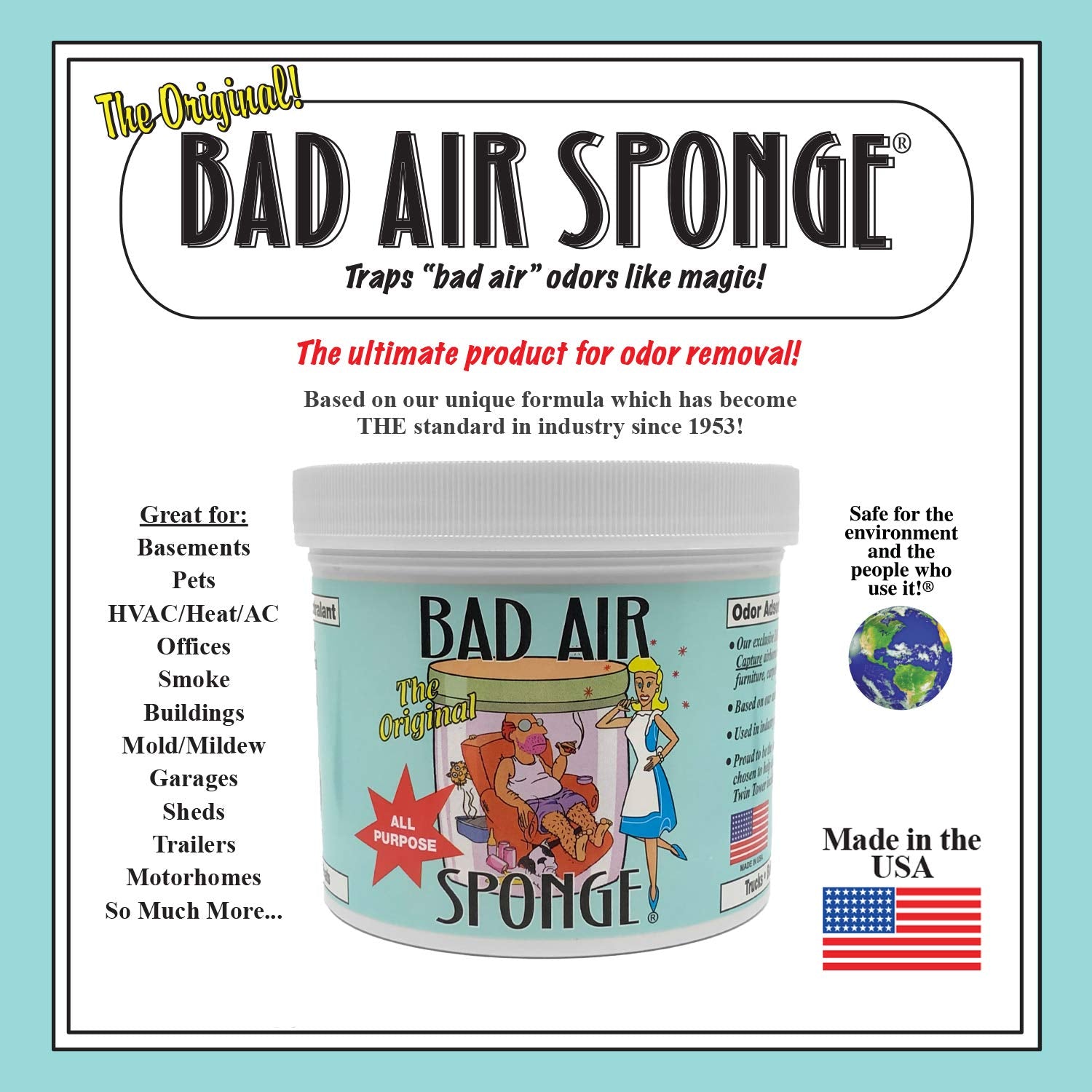 Bad Air Sponge odor absorption in room showing neutralization action
