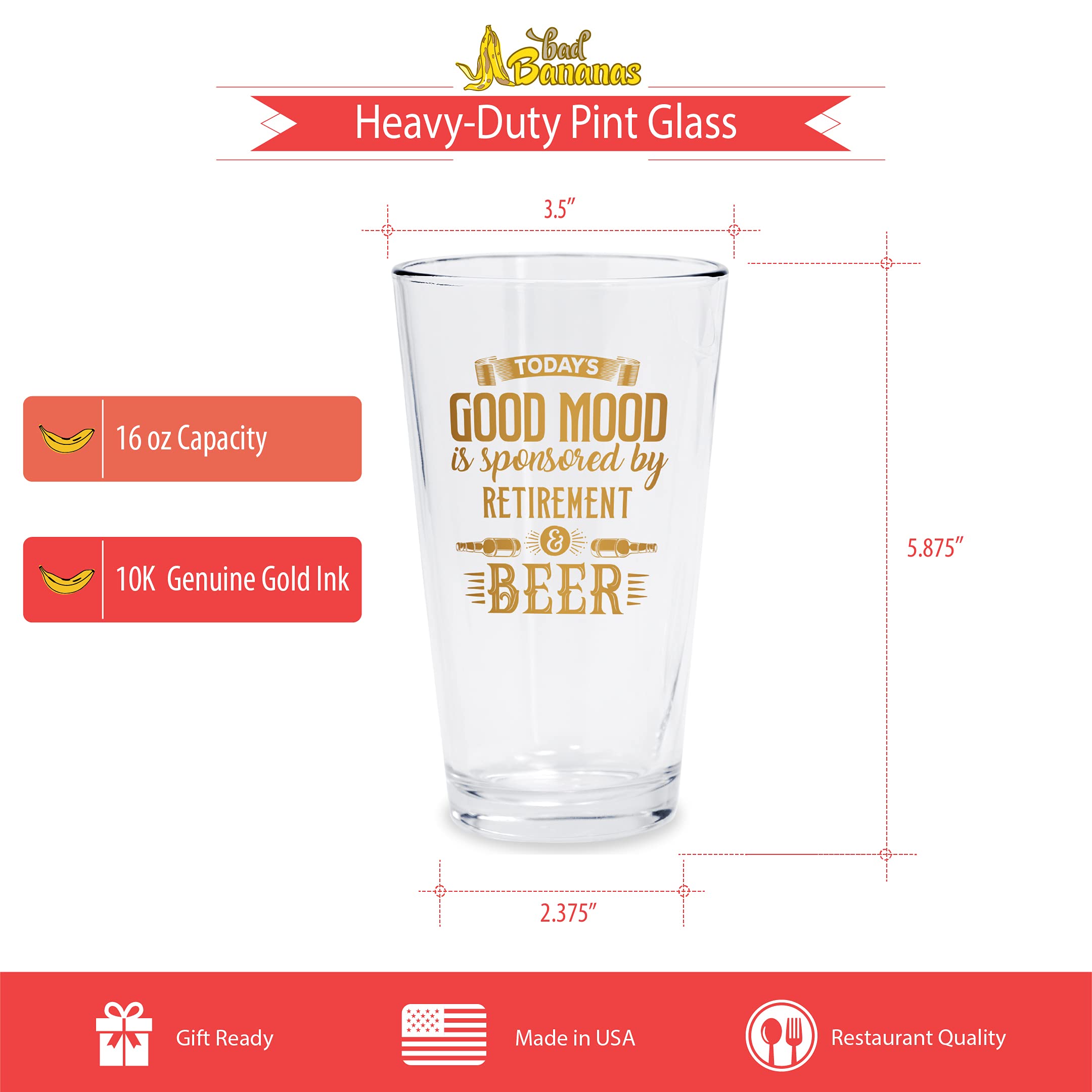 Bad Bananas 16 oz glass, durable construction for hot or cold beverages.