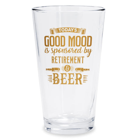 Bad Bananas 16 oz retirement glass, front view, stylish keepsake for retirement celebrations.