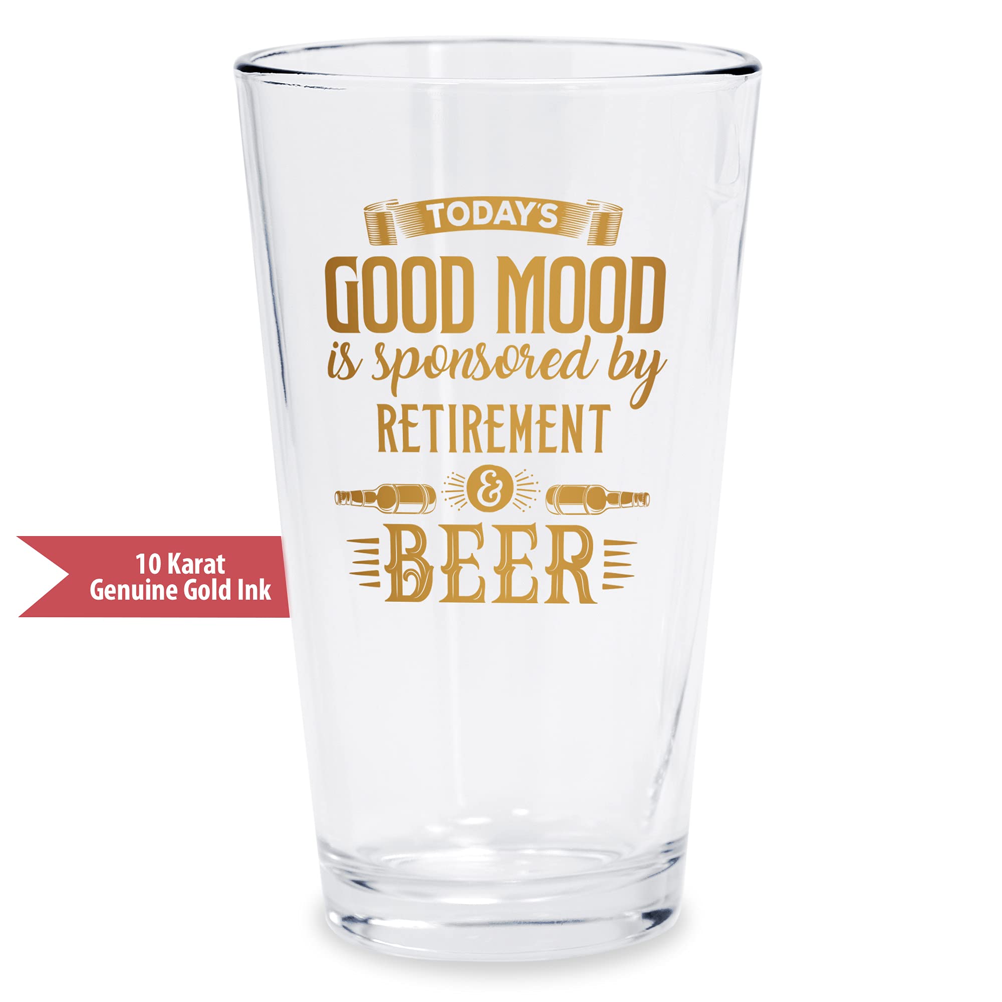 Bad Bananas retirement glass with genuine 10K gold ink detail for lasting elegance.