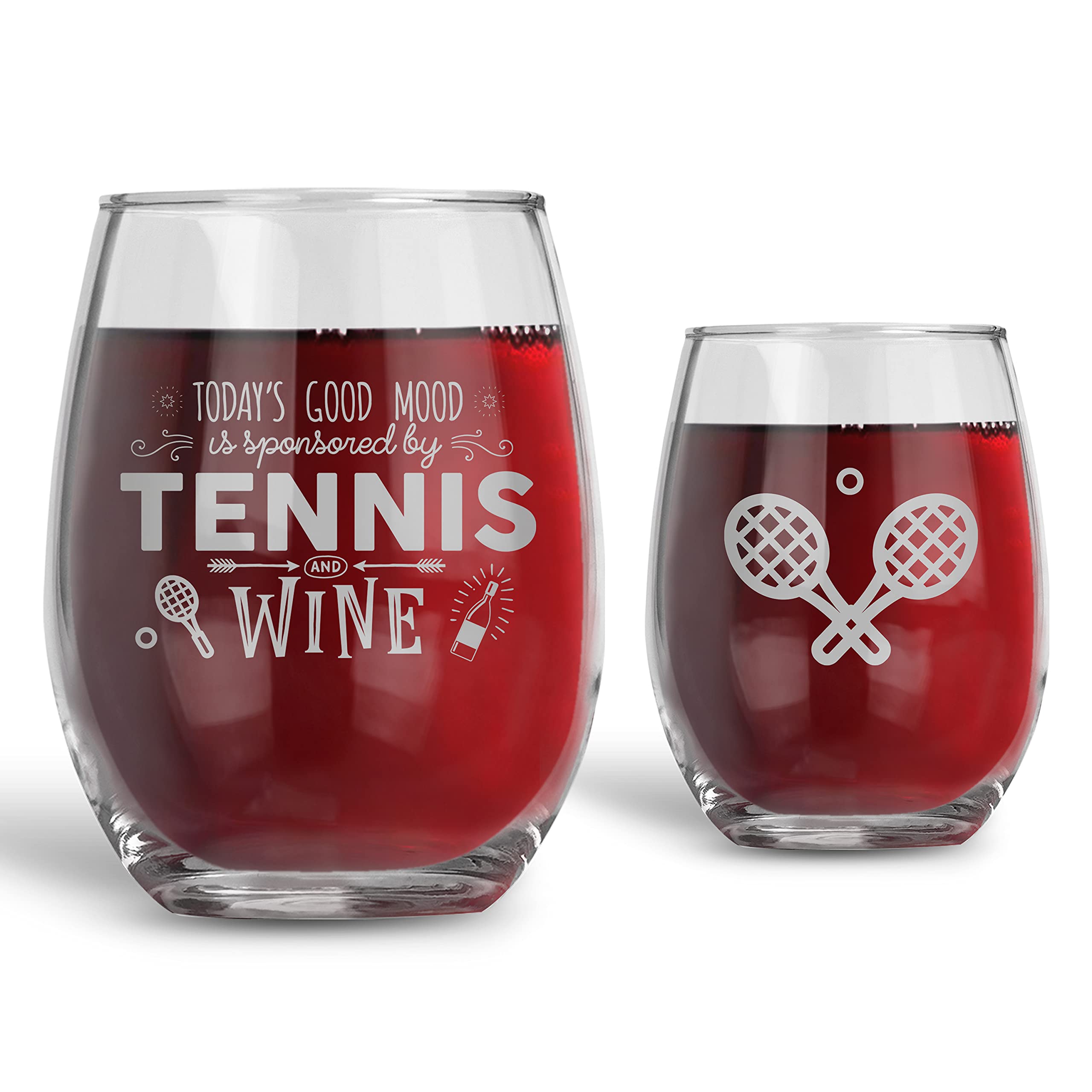 Bad Bananas tennis gift stemless wine glass 21oz great for celebrating match wins