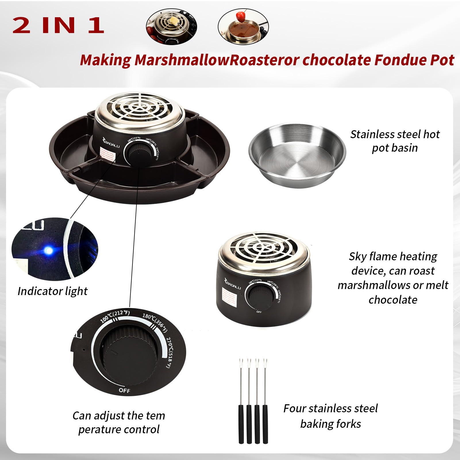 BADALU 6oz melting bowl for silky fondue and melted chocolate