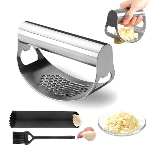 BADAO garlic-press-rocker eases garlic crushing for quicker meals.