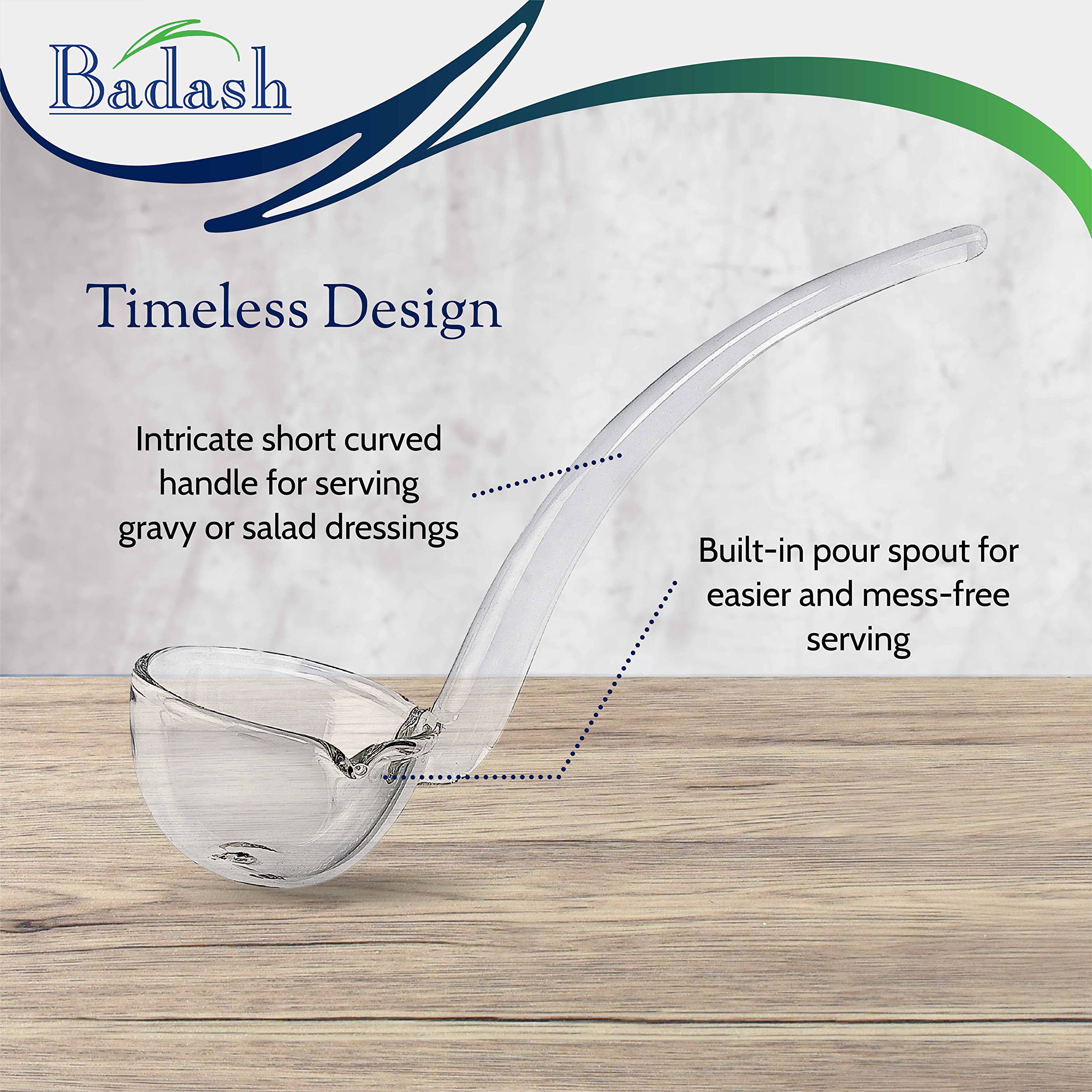 Badash ladle pour-spout in action for mess-free serving