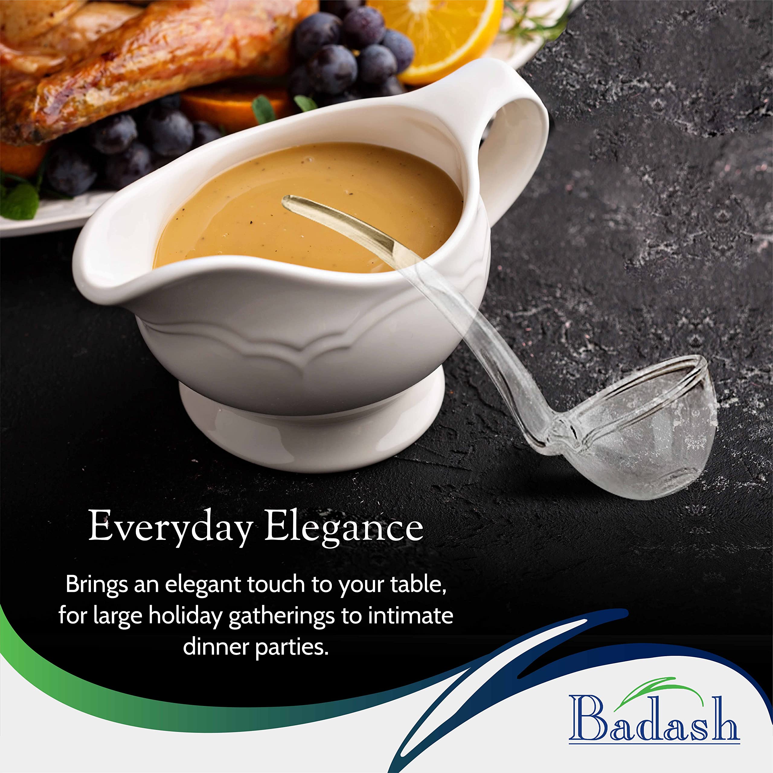 Badash crystal ladle on festive table setting for sauces