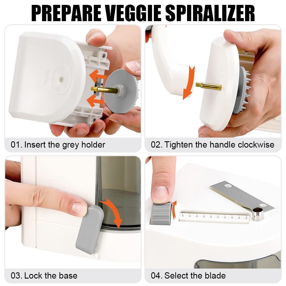 Badelite spiralizer disassembles for easy cleaning and quick drying after use.