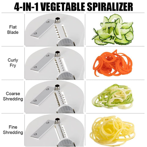 Badelite spiralizer shows gravity-based design to ease vertical cutting and reduce prep time.