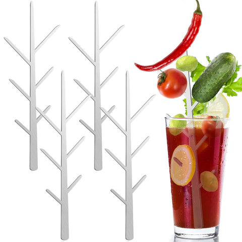 Baderke Bloody Mary tree branches skewers four pieces for decorative drinks