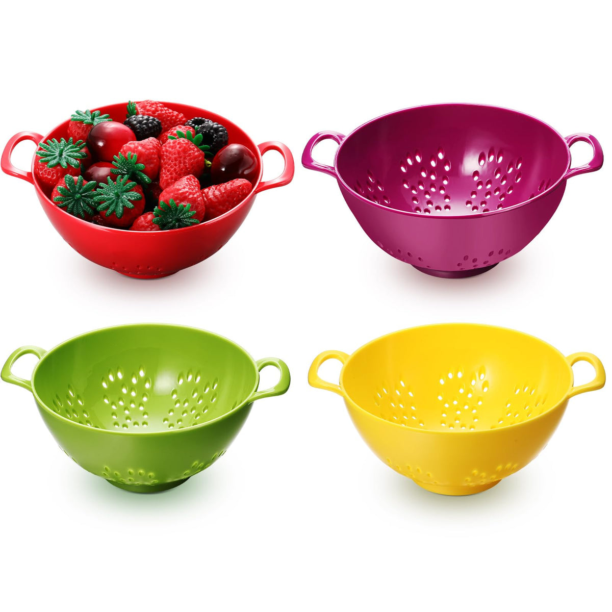 Baderke mini colander in green with double handles for easy rinsing and draining.
