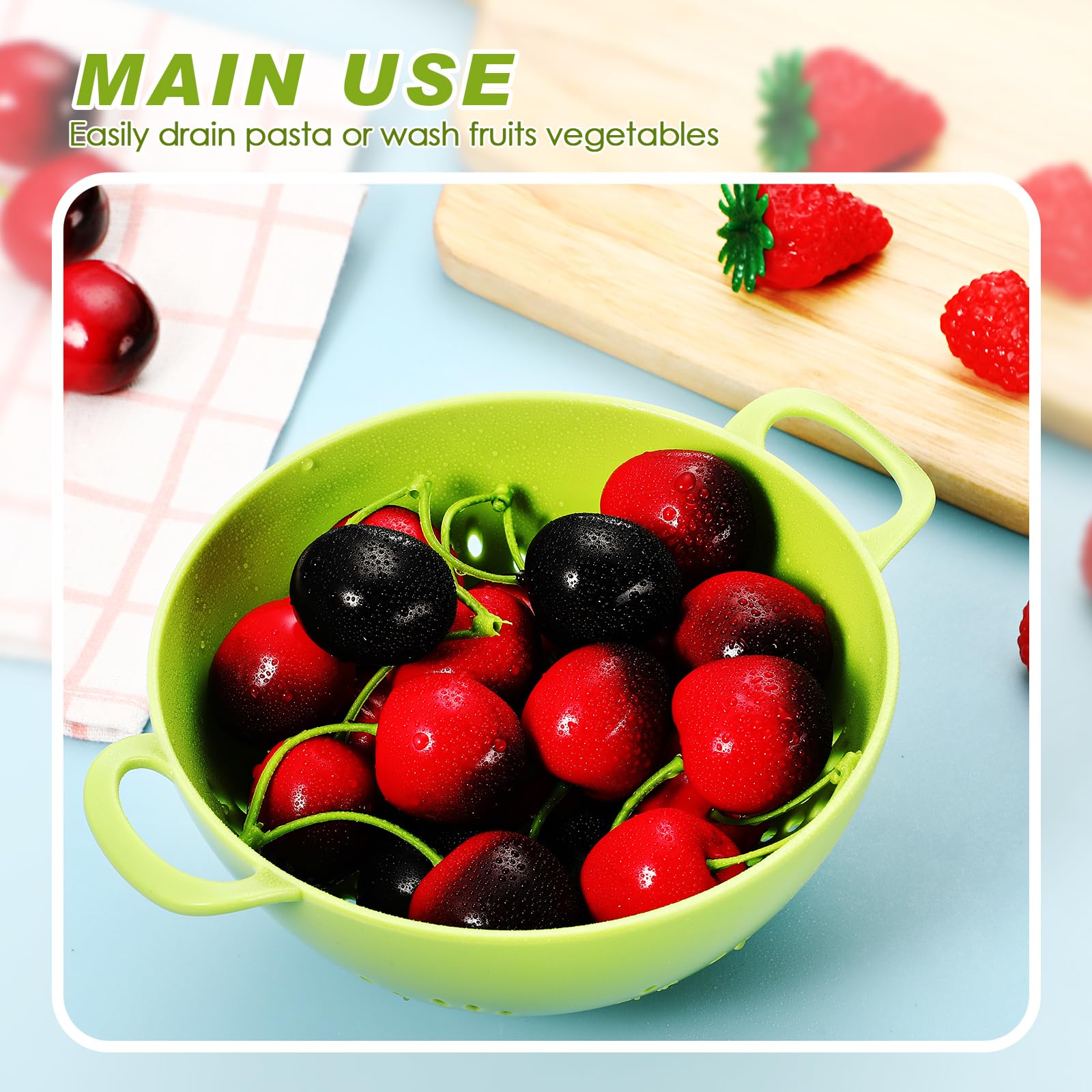 Lemon yellow Baderke mini colander promotes color-coded prep and fast draining.