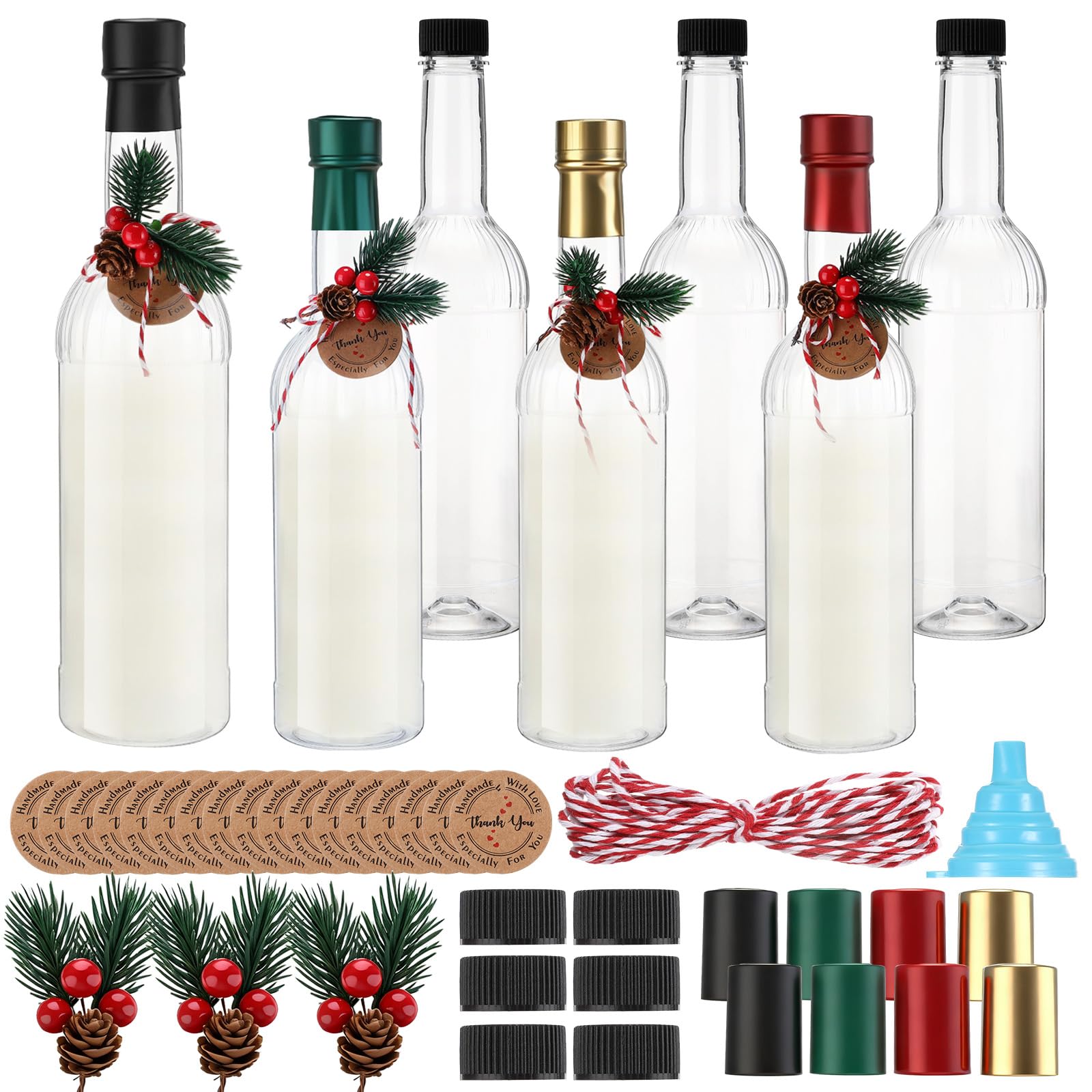 Baderke plastic clear 750 ml wine bottles ready for beverages and gifting