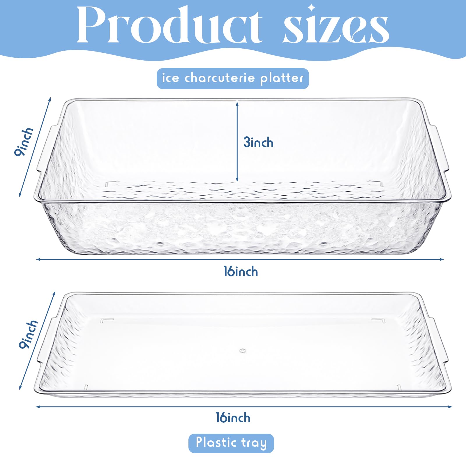 Baderke rectangular serving tray with ice-below design for long-lasting freshness at parties.