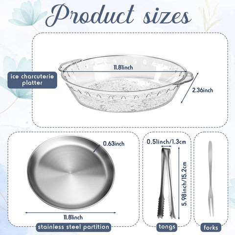 Baderke round steel plate offers a sleek base for seafood and cheeses.