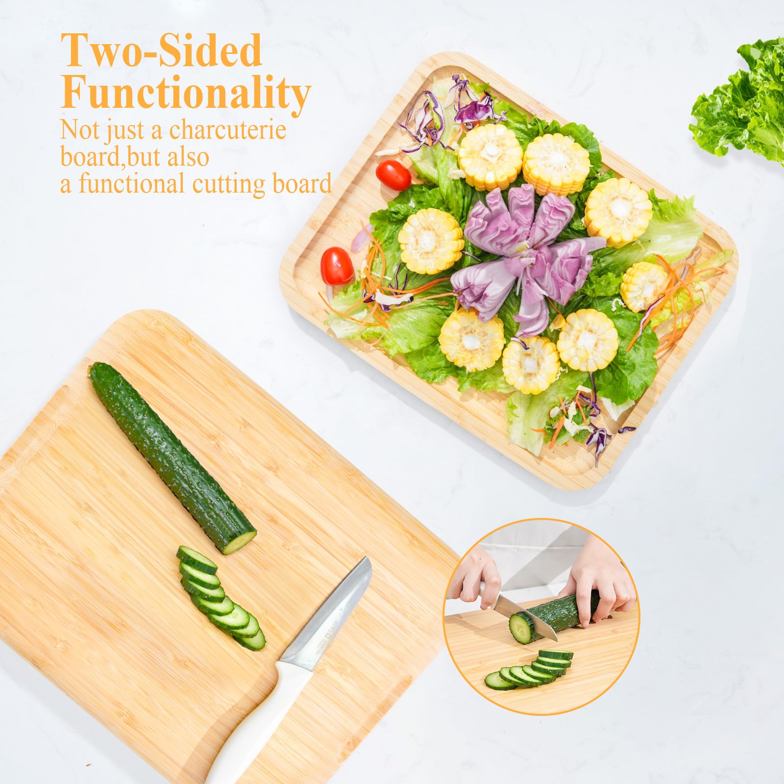 BADIABO Charcuterie Board with ergonomic handle ready to carry