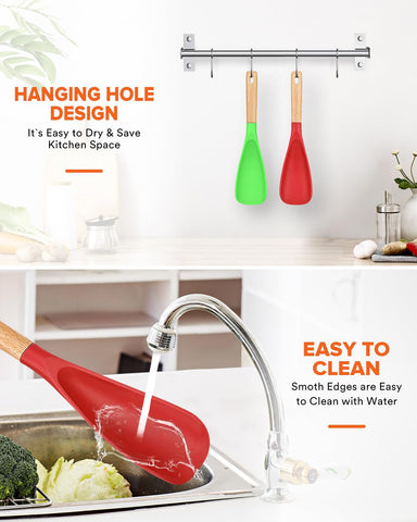 Badiano cooking spoon easy-clean surface simplifies washing after cooking.