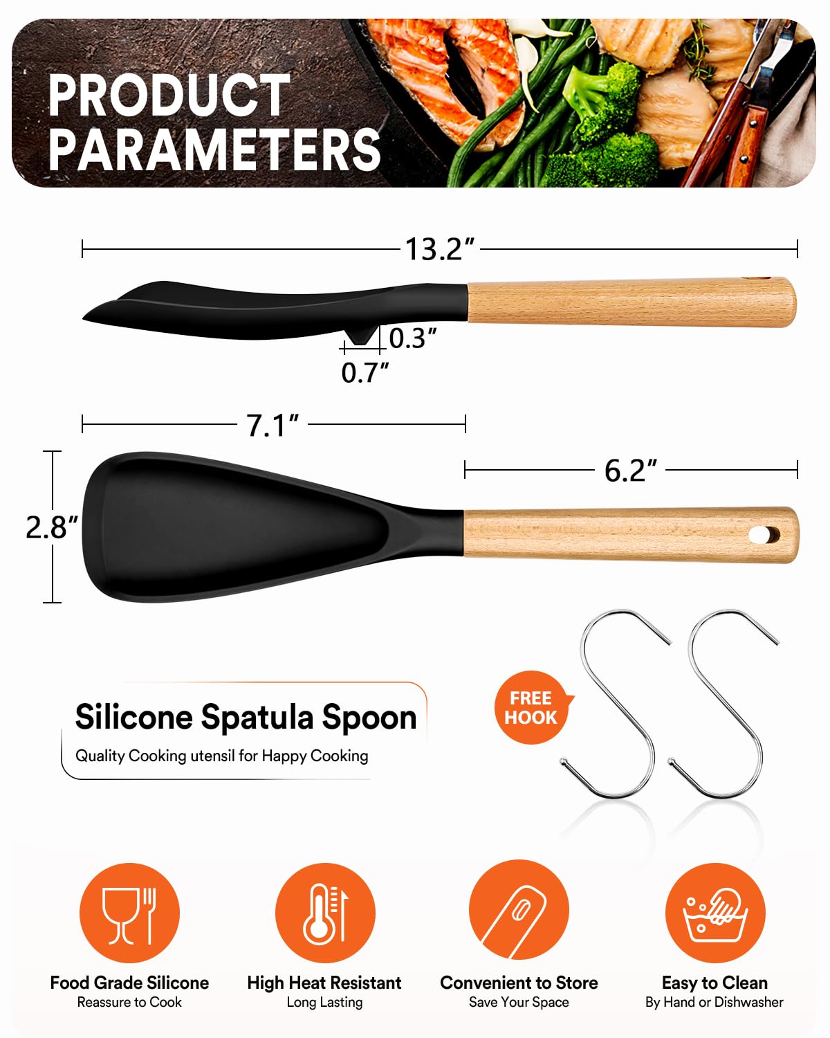 Badiano spoon shows ergonomic wood handle for precise control during cooking