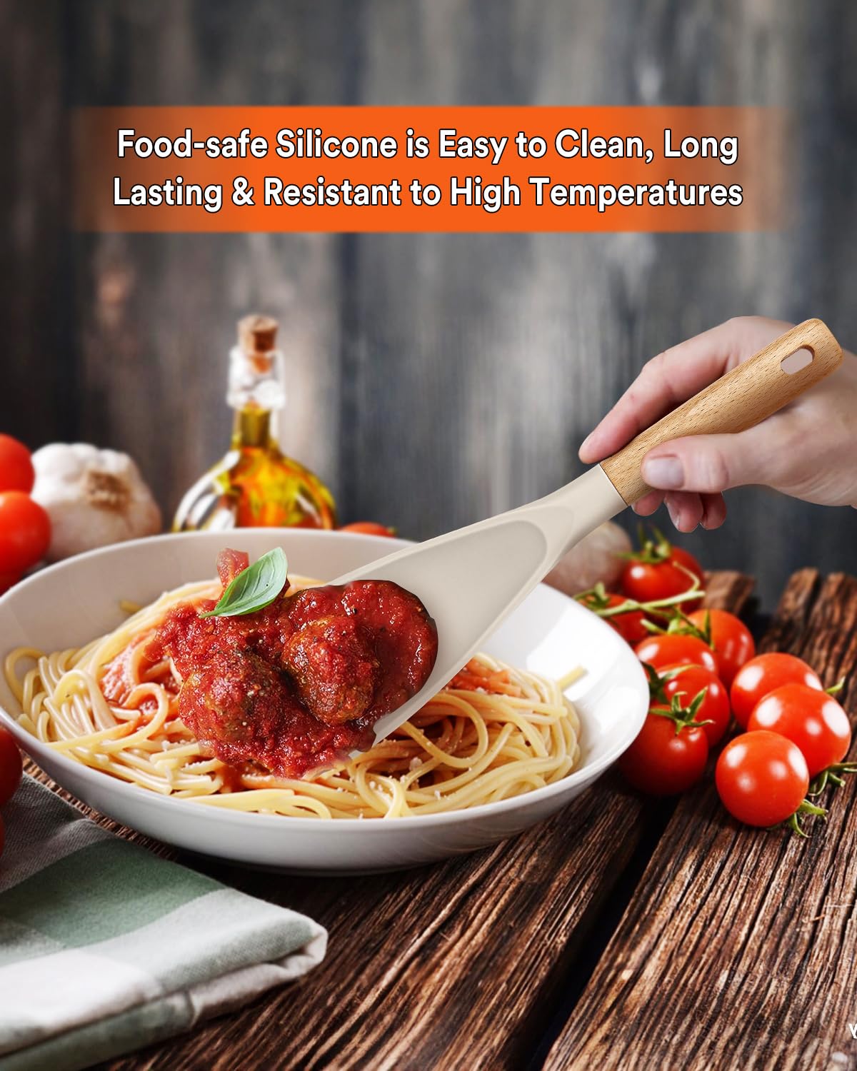 Badiano cooking spoon heat resistance up to 446°F for safe high-heat sautéing