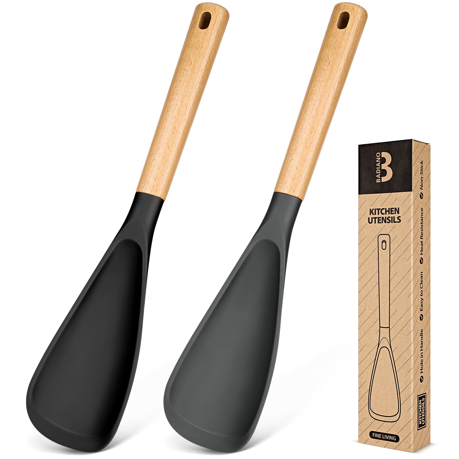 Badiano cooking spoon with heat-resistant silicone for high-temperature stirring