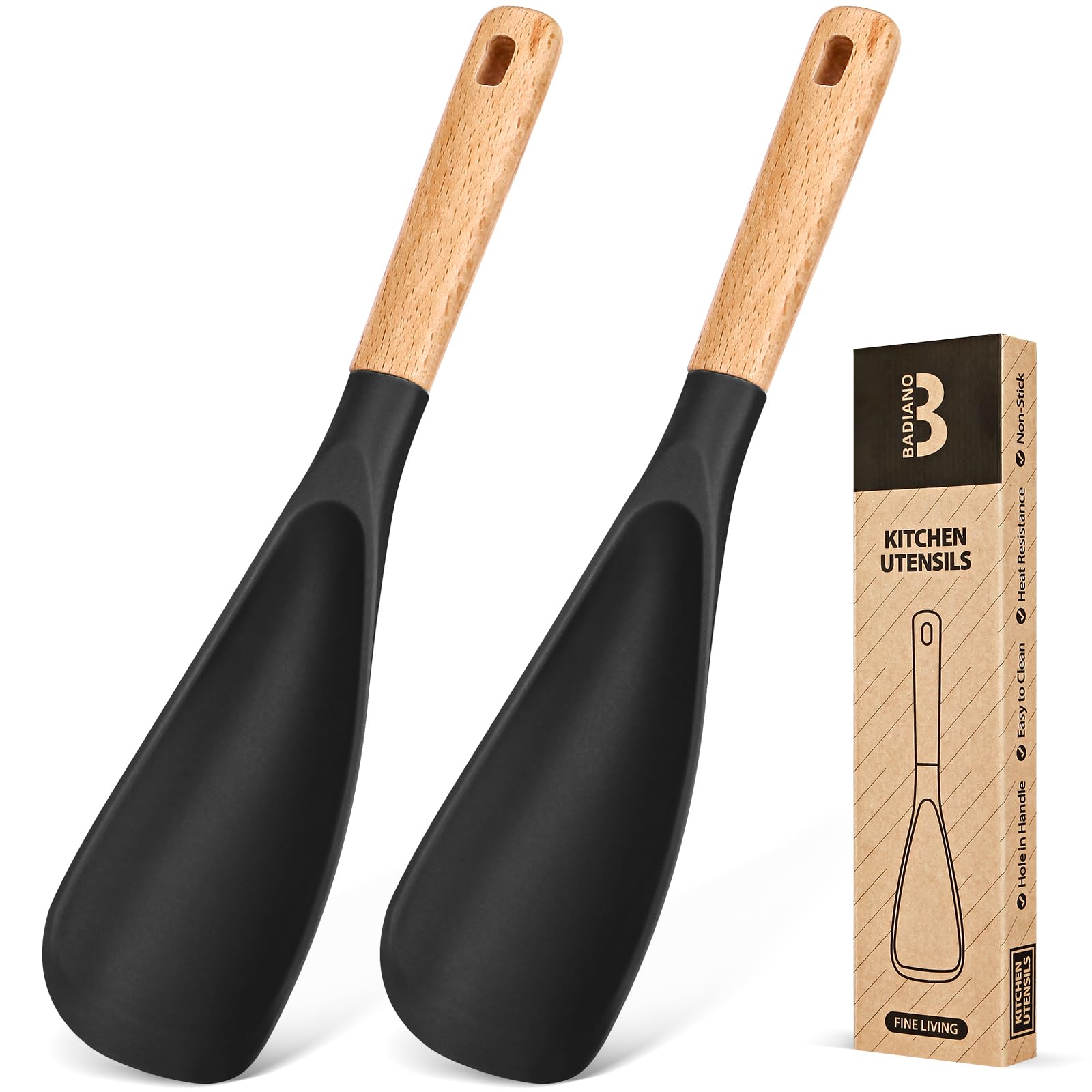 Badiano cooking spoon with silicone head stirring in a nonstick pot