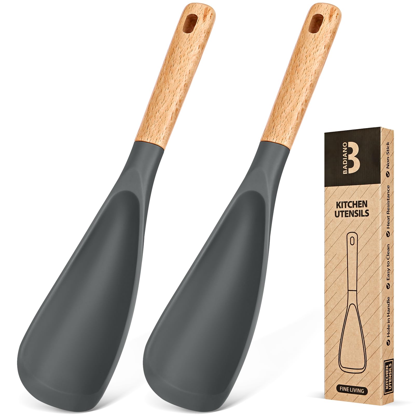 Badiano cooking spoon nonstick head for gentle stirring on coated pans and surface protection