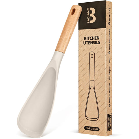 Badiano cooking spoon with silicone head ideal for nonstick cookware and smooth stirring