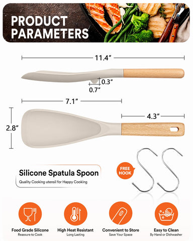 Ergonomic wooden handle on Badiano spoon for precise stirring in nonstick pans