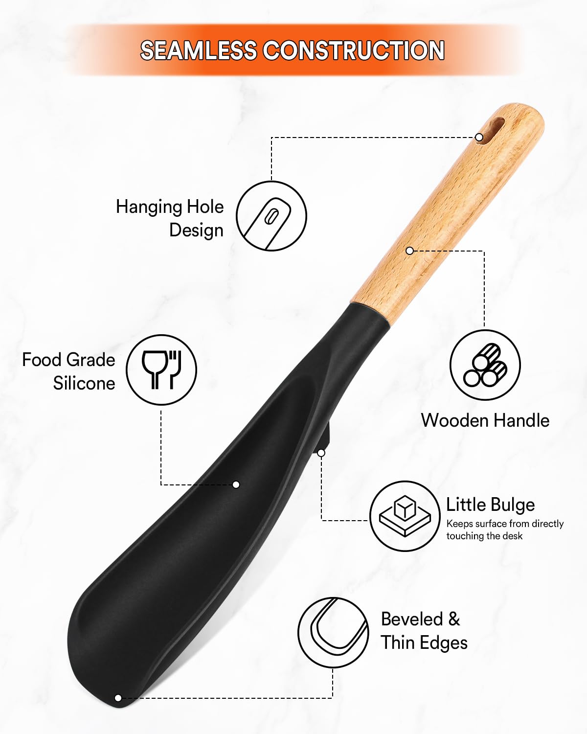 Badiano silicone head glides on nonstick pans without scratching