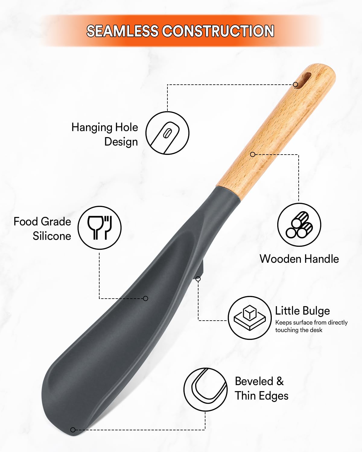 Badiano silicone spoon with soft-edge protects nonstick surfaces