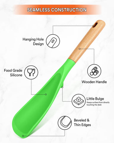 Badiano cooking spoon silicone tip demonstrates gentle, non-scratch contact with nonstick cookware.