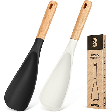 Badiano cooking spoon with wood handle offers ergonomic grip for precise stirring.