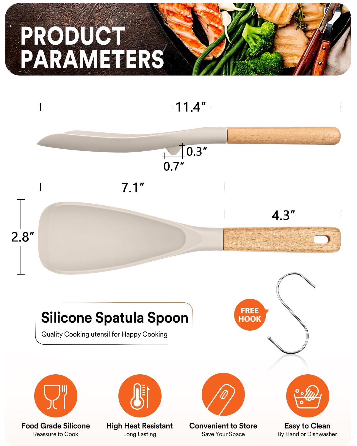 Badiano cooking spoon wooden handle provides ergonomic grip for comfortable long cooking