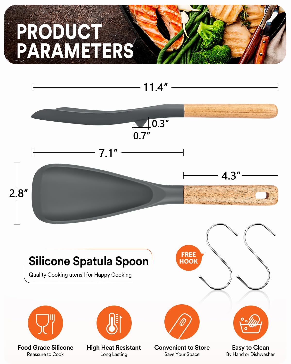 Badiano cooking spoon with wooden handle for comfortable grip during long cooking sessions