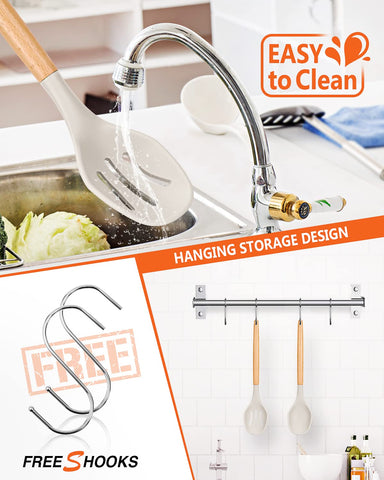 Badiano silicone spoons are easy to clean and hang for neat storage.