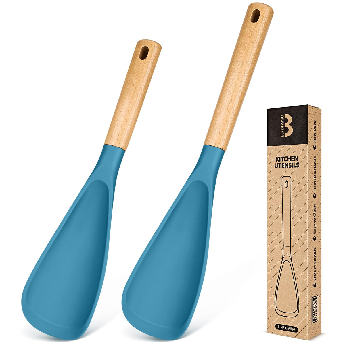 Badiano multifunction spatula spoon turquoise front view, sturdy nonstick-friendly design for stirring and serving.