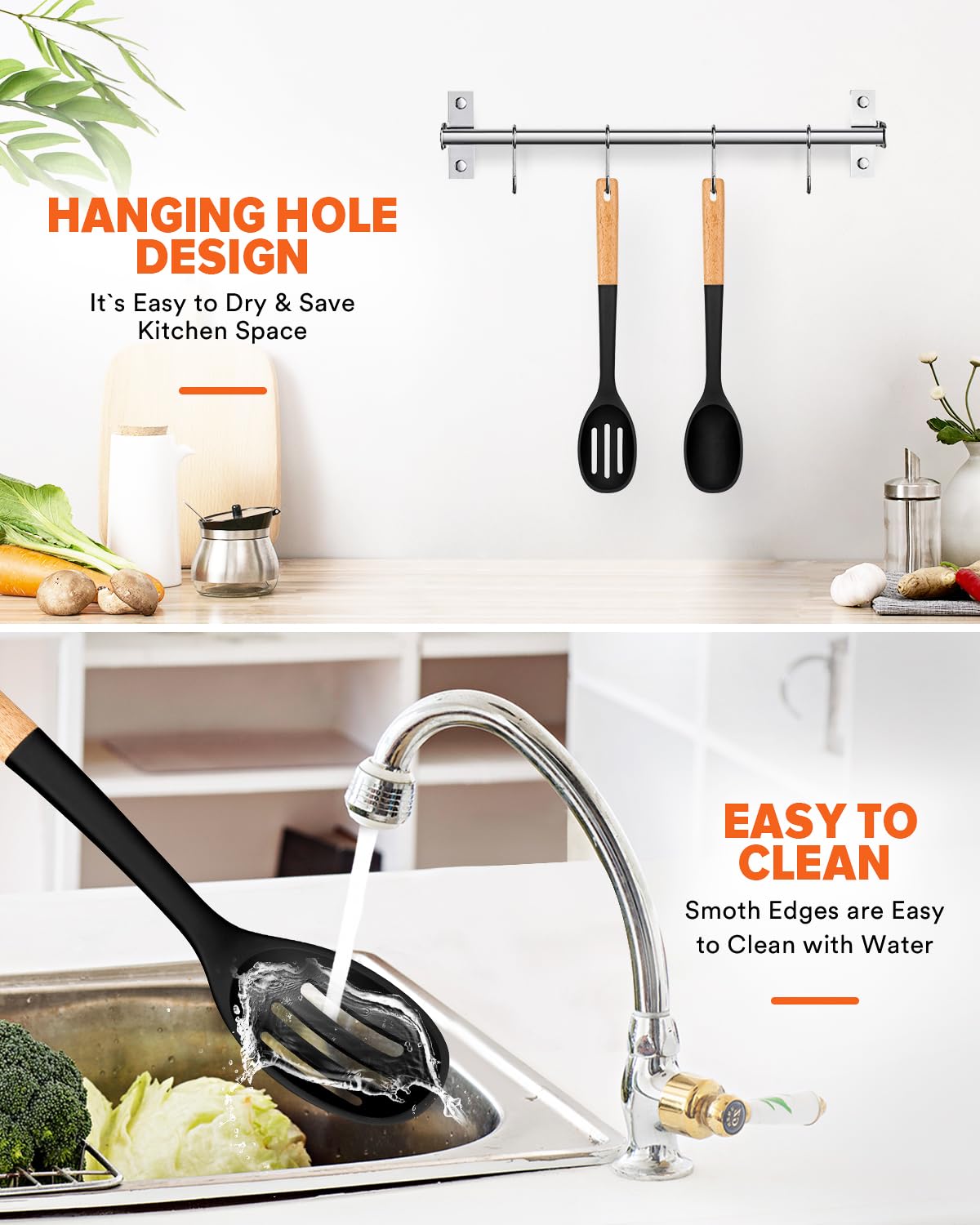 Badiano BPA-free matte silicone spoon supports safe cooking with nonstick cookware
