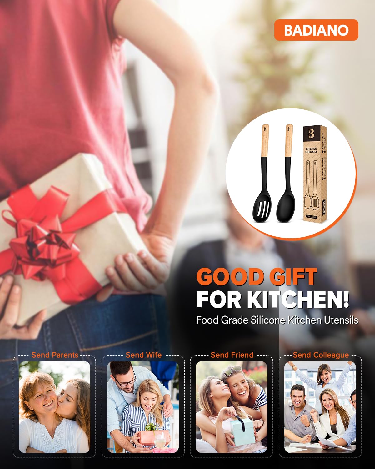 Badiano wooden-handle spoon stays cool during use for comfortable serving
