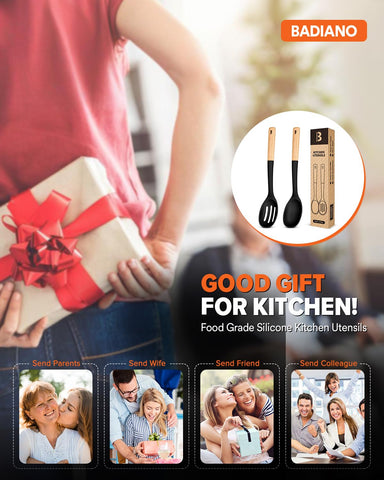 Badiano wooden-handle spoon stays cool during use for comfortable serving