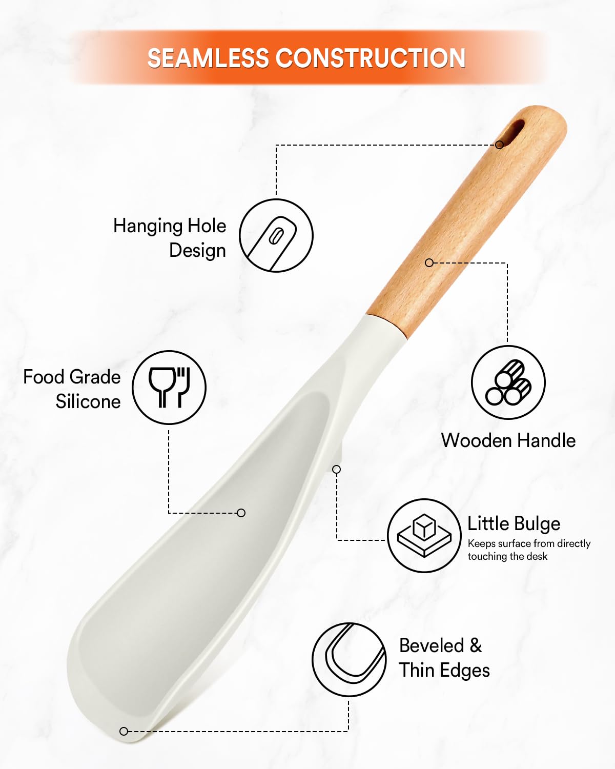 Badiano silicone spoon BPA-free and safe for nonstick cookware.