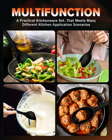 Badiano silicone spoon on nonstick surface, protects pans from scratches